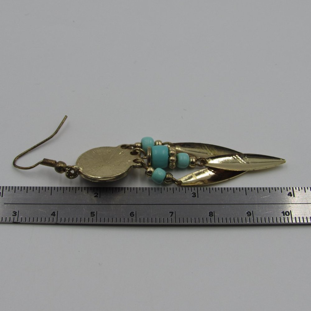 Vintage Black Inlay Beaded Dangle Earrings - Picture 4 of 5